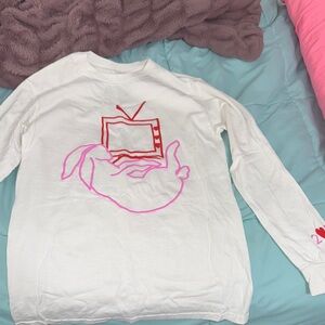 Harry Styles concert white  Long Sleeve Shirt with Pink and Red Graphic